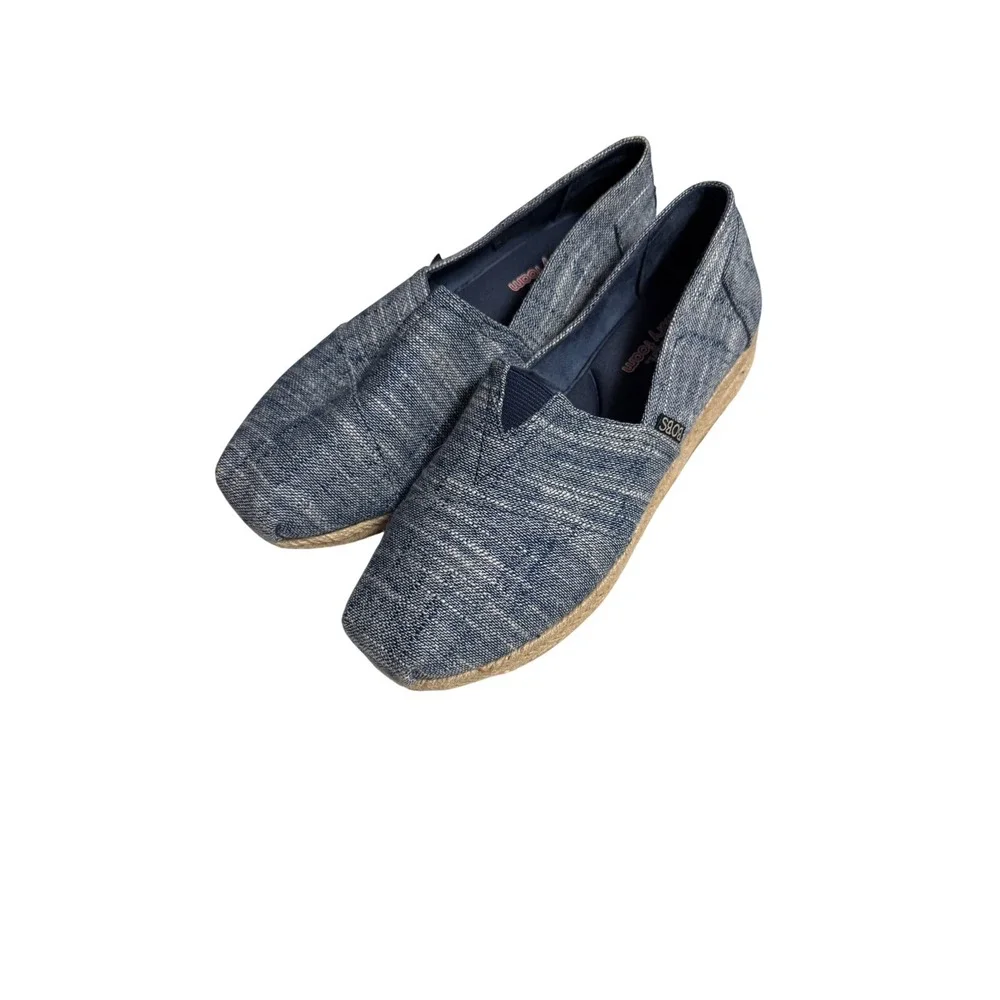 BOBS‎ from Skechers Women's Denim Espadrille Wedge Flats Blue Size 9.5